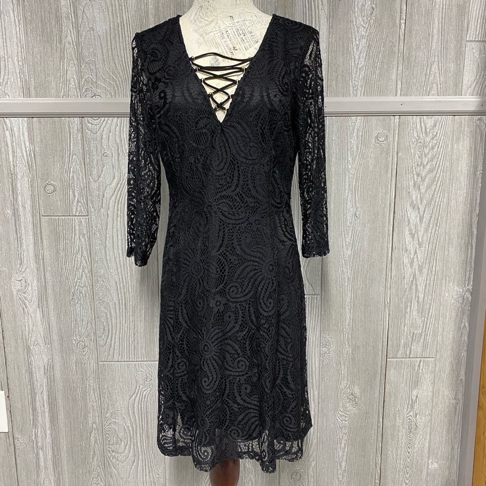 Black Lace Enfocus Studio Dress Size 8 EUC